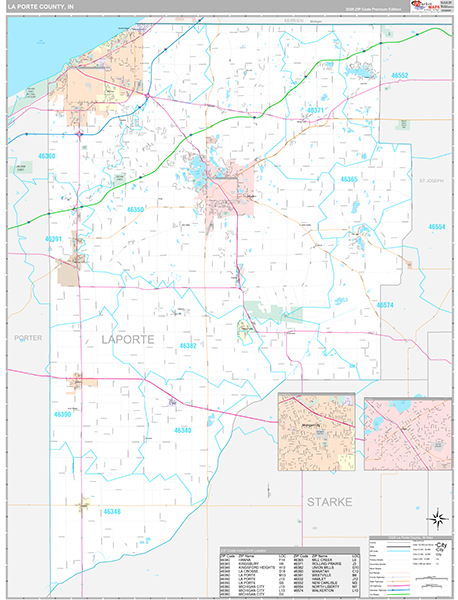 La Porte County, IN Zip Code Map